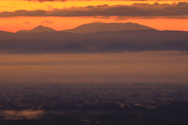 istock Sunrise and misty landscape 1438362882