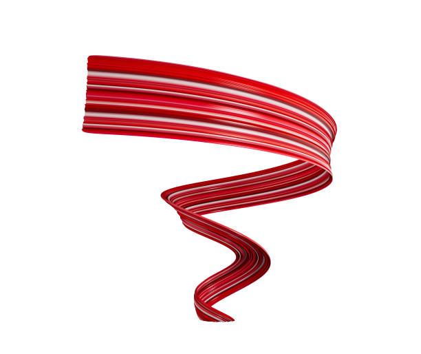 istock Red spiral 3d Ribbon isolated on white Background 3d illustration 1438363509