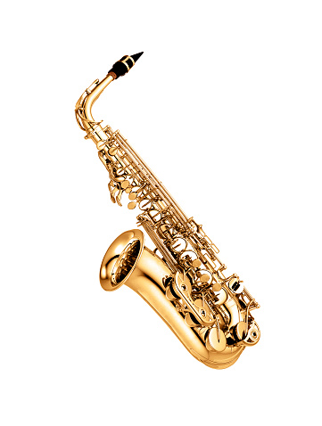 Saxofón aislado en el fondo blanco photo
