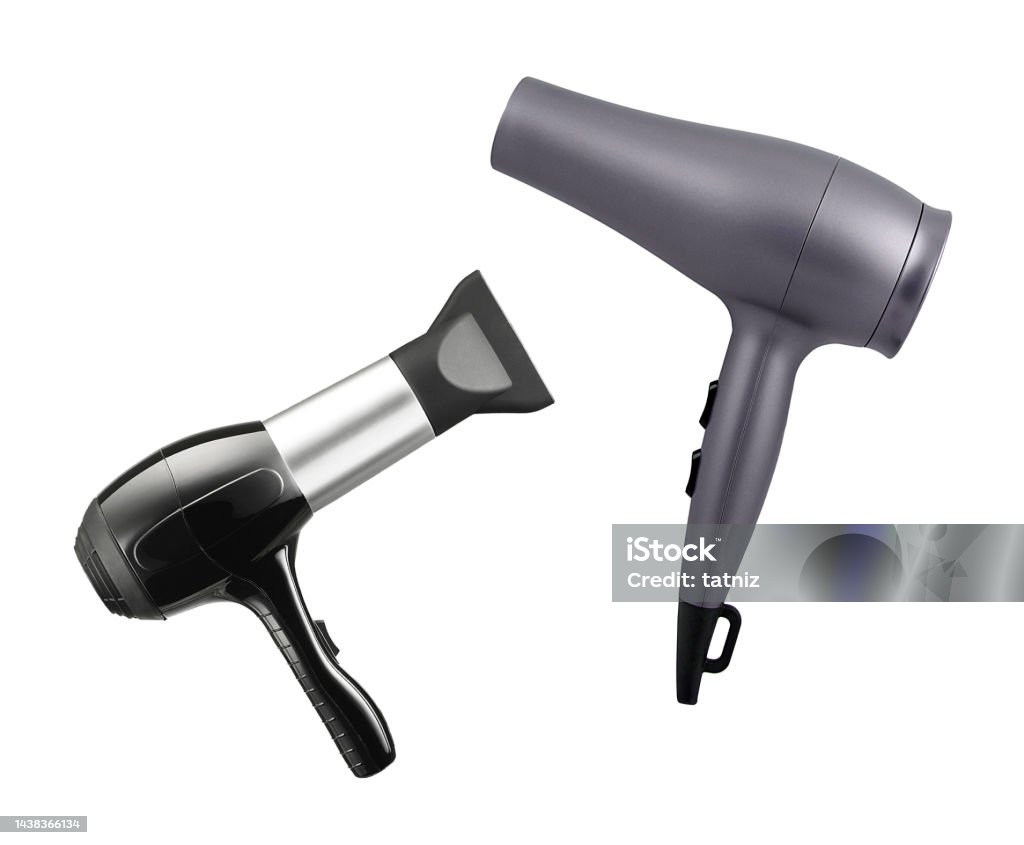 Fashion hair dryers isolated on white background Hair Dryer Stock Photo