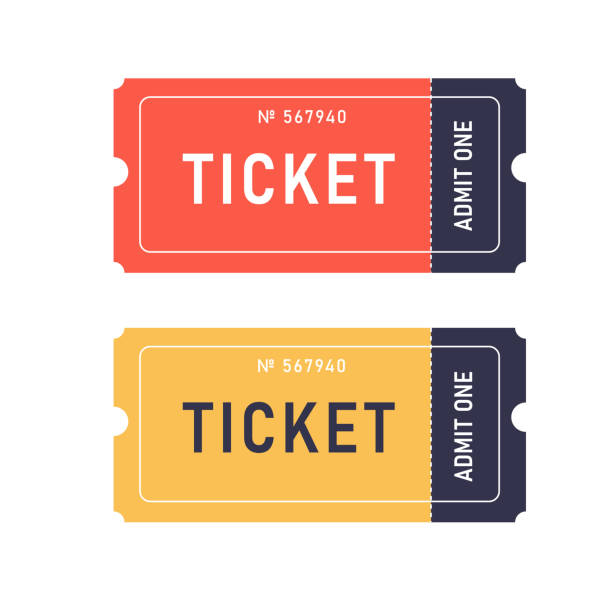 Set of ticket templates of yellow, red color Set of ticket templates of yellow, red color number counter stock illustrations