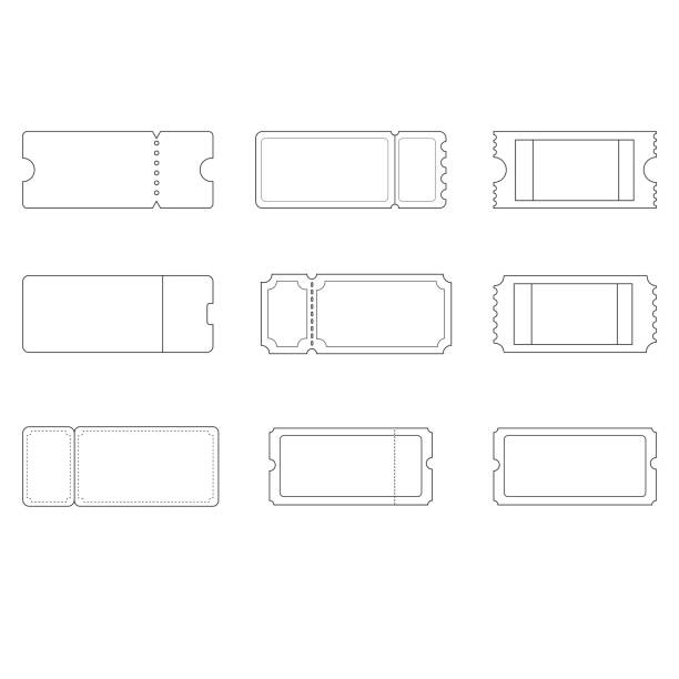 Set of tickets outline. Vector Set of tickets outline. Vector number counter stock illustrations