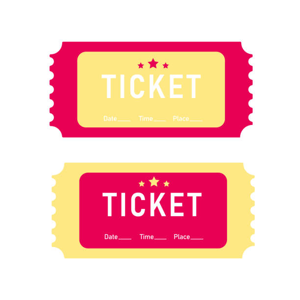 A set of bright tickets. Ticket templates. Date, time A set of bright tickets. Ticket templates. Date, time number counter stock illustrations