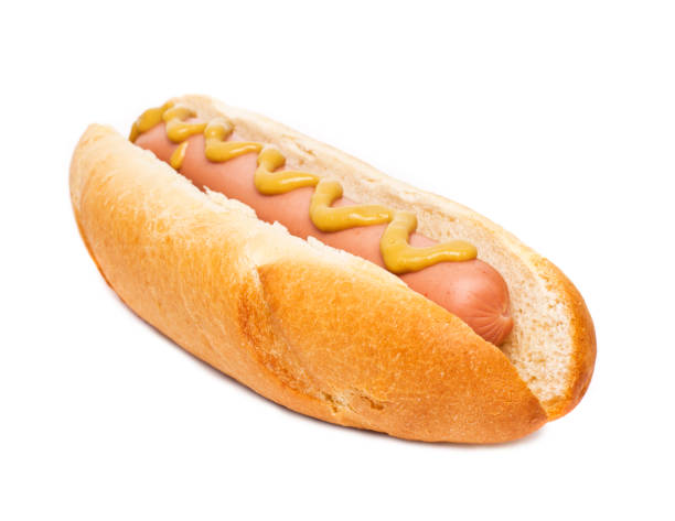 istock old-fashioned hot dog with mustard isolated 1438367281