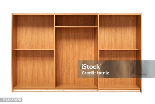 istock Wooden cabinet isolated on white background 1438367625