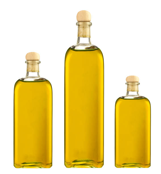 istock Olive oil bottles isolated on white background 1438367657