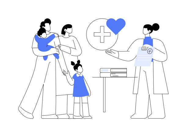 Family doctor abstract concept vector illustration. Family doctor abstract concept vector illustration. Visit your doctor, medical family practice, primary healthcare provider, general practitioner, physician service, insurance abstract metaphor. medical primary stock illustrations