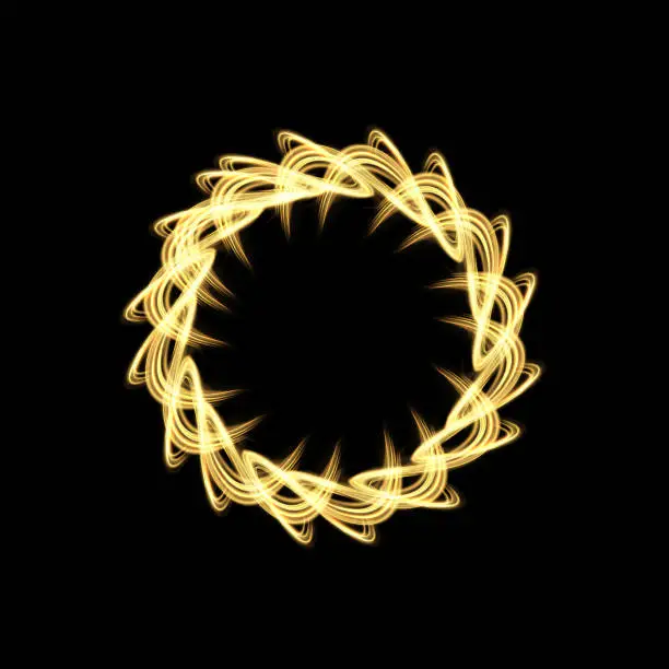 Vector illustration of Bright glowing ring. Bright glowing neon frame made of luminous beams.