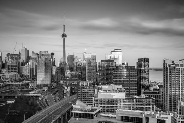 istock Toronto city on cloudy day in black and white 1438379280