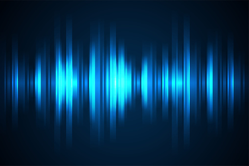 Sound waves oscillating glow light, Abstract technology background