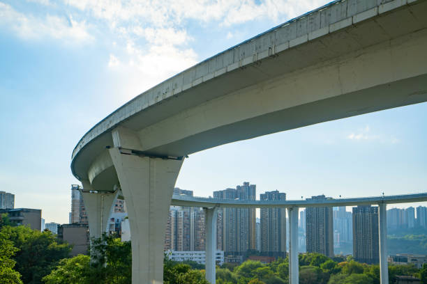 istock Look up at the circular overpass, Chongqing, China 1438380135