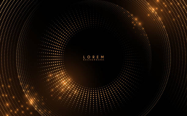 ilustrações de stock, clip art, desenhos animados e ícones de abstract golden circle dots frame on black background - luxo