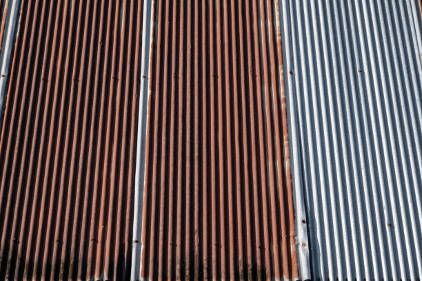 istock An old rusty metal sheet roof textured. 1438383935