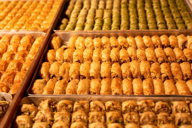 istock Baklava on display at a well known bakery in Istanbul, Turkey 1438387874