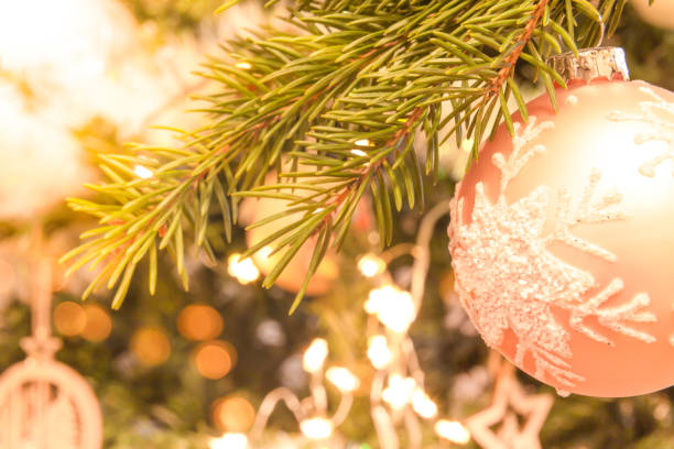 istock shiny pink ball on the tree. christmas background 1438391311
