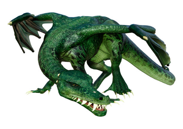 3D rendering of a fantasy dragon isolated on white background