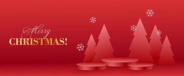 istock Christmas mock up scene with podium for product display 1438393662
