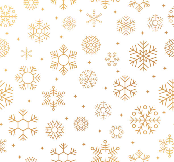 illustrations, cliparts, dessins animés et icônes de seamlesss gold elegant snow christmas holiday background - white background gift christmas wrapping paper