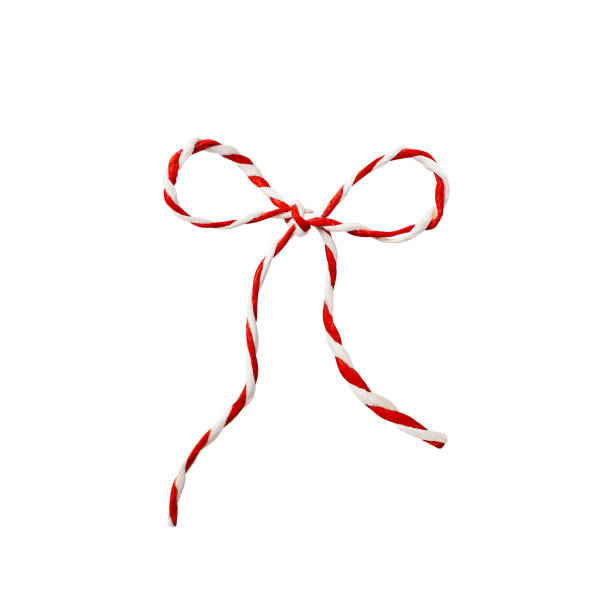 Red and white Christmas rope isolated on white.