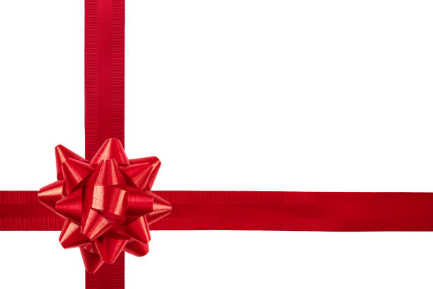 Red gift bow with copy space. Celebration.