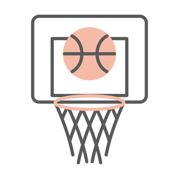 バスケットボールの簡単な線のイラスト - swish点のイラスト素材／クリップアート素材／マンガ素材／アイコン素材