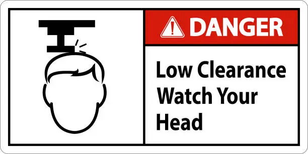 Vector illustration of Danger Low Clearance Watch Your Head Sign