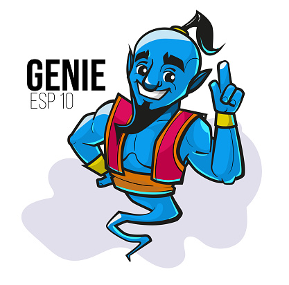 Genie. Cartoon character design. Mascot design. Vector illustration