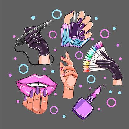 Nails and manicure concept vector illustration poster