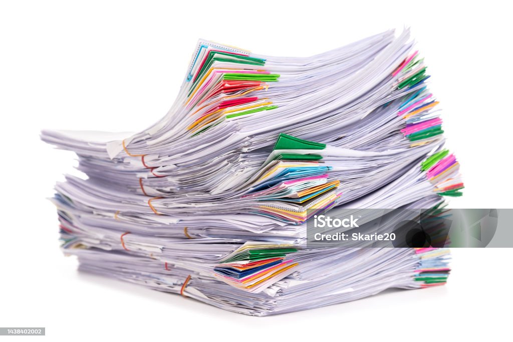 Stack of Documents isolated on white background Document Stock Photo