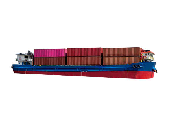 istock Container Cargo ship in the ocean isolated on white background, Freight Transportation 1438403192