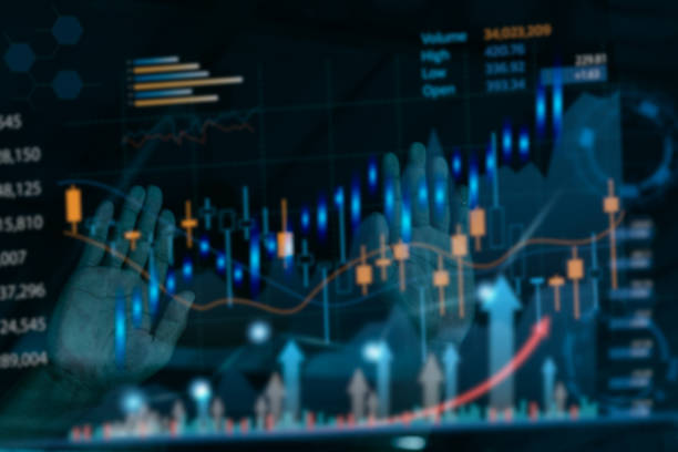 istock Digital marketing virtual dashboard analyzing finance data stock market chart and economic growth graph block chain technology business investment. 1438403214