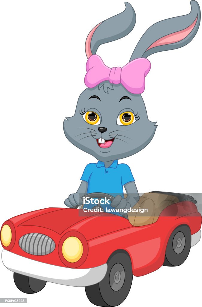 Cartoon Cute Rabbit Driving A Car Stock Illustration - Download Image Now -  Adventure, Animal, Animal Wildlife - iStock