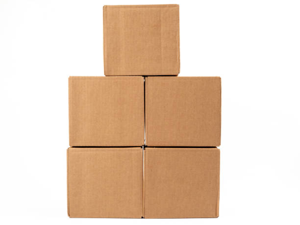istock Cardboard box on a white background. Closed cardboard boxes. 1438405817