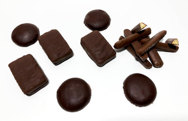 istock Chocolate flavored food on white background 1438413384