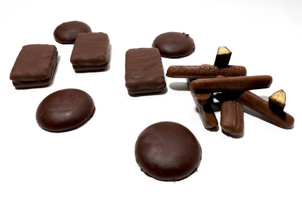 istock Chocolate flavored food on white background 1438413473