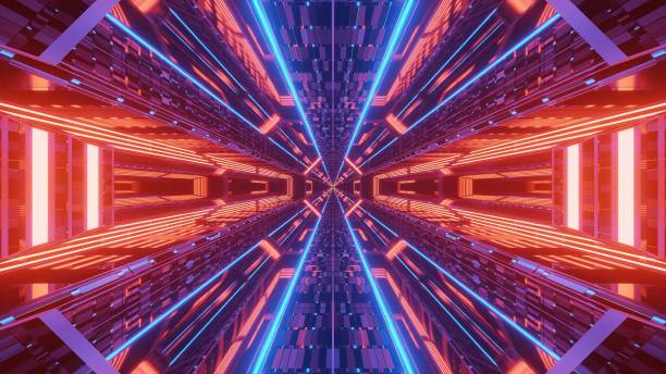 istock Colorful neon laser lights - perfect for a cool graphic wallpaper 1438413677