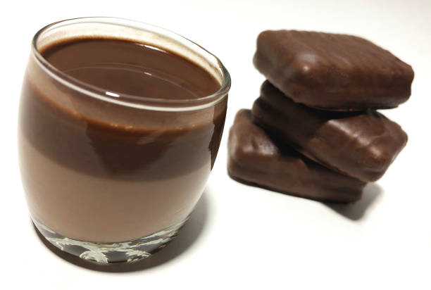 istock Chocolate flavored food on white background 1438414614