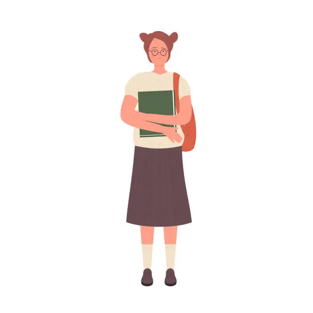 Vector illustration of Nerd girl holding study material