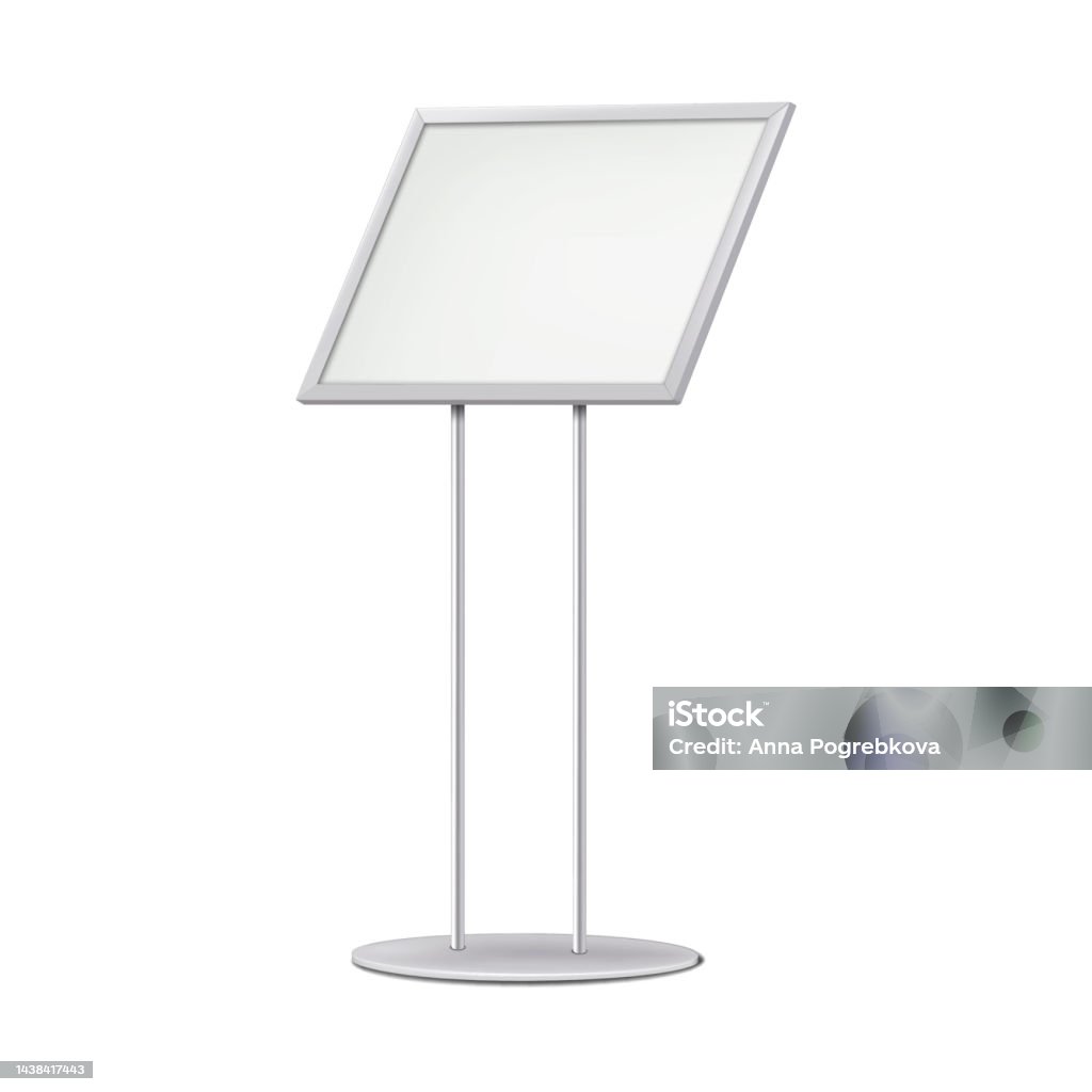 Blank White Sign Holder Stand With Twolegged Round Flat Base Post