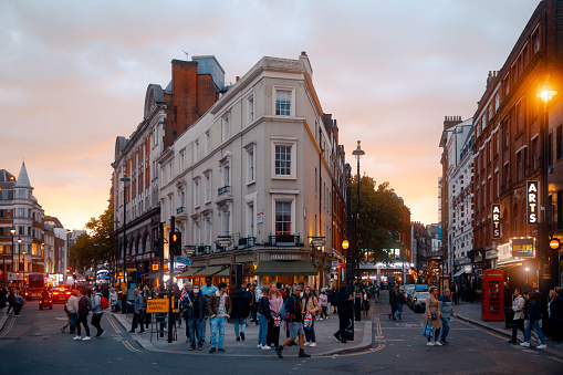 Soho district at sunset