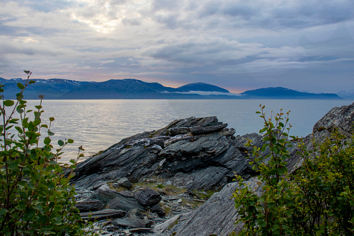 Rocky bay at Norwegian fjord