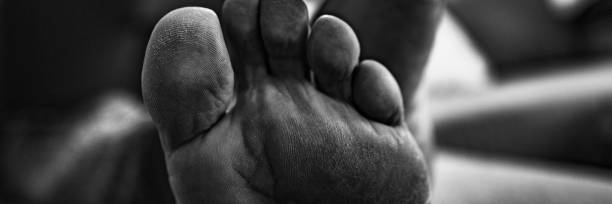 istock Feet toe rugged texture in black and white 1438425807