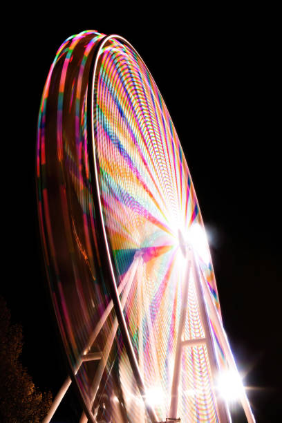 istock a Ferris wheel in motion at night 1438427547