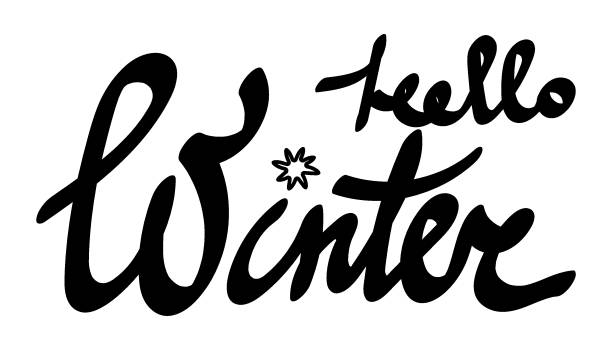 illustrazioni stock, clip art, cartoni animati e icone di tendenza di lettering ciao inverno scritto a mano. vettore isolato su sfondo bianco. adatto per biglietti di auguri - sketch contemporary black ink