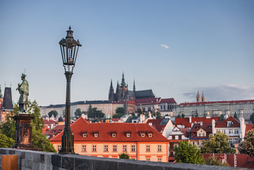 Prague Castle, Charles Bridge and the Little Quarter at night, Prague, Czech Republic. 