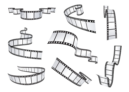 Set of realistic film or movie reels strips. Vector illustration template