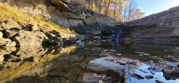 istock Small lake in an autumn forest in Ontario, Canada, panorama 1438435122