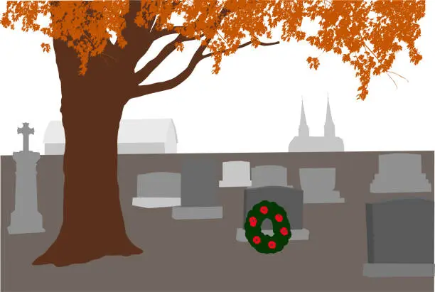 Vector illustration of Remembrance Day At The cemetery
