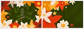 istock Hand drawn vector abstract graphic Merry Christmas and Happy new year clipart illustrations greeting card with flowers and leaves.Merry Christmas cute floral card design background.Winter holiday art. 1438437258