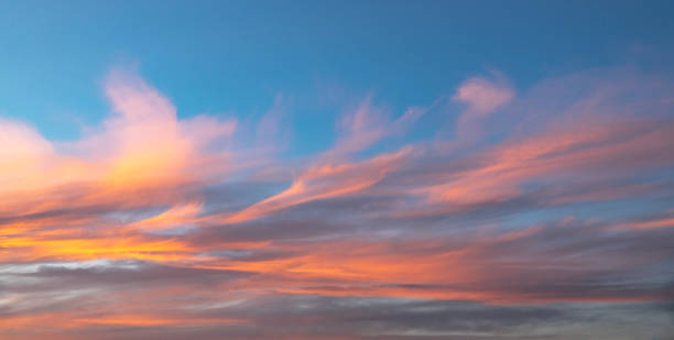 istock Beautiful sunset sky with clouds. Sunset sky background. 1438437513